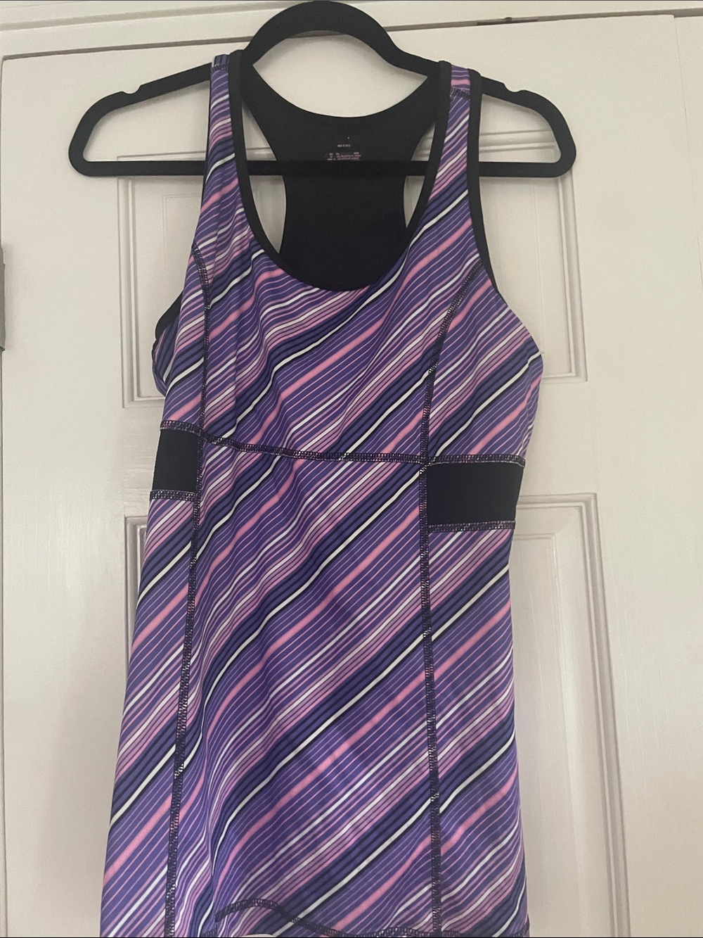 Purple & Pink Striped Athletic Tank Top